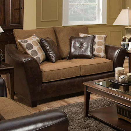 Fresh and Transitional Two Person Loveseat with Matched Upholstery